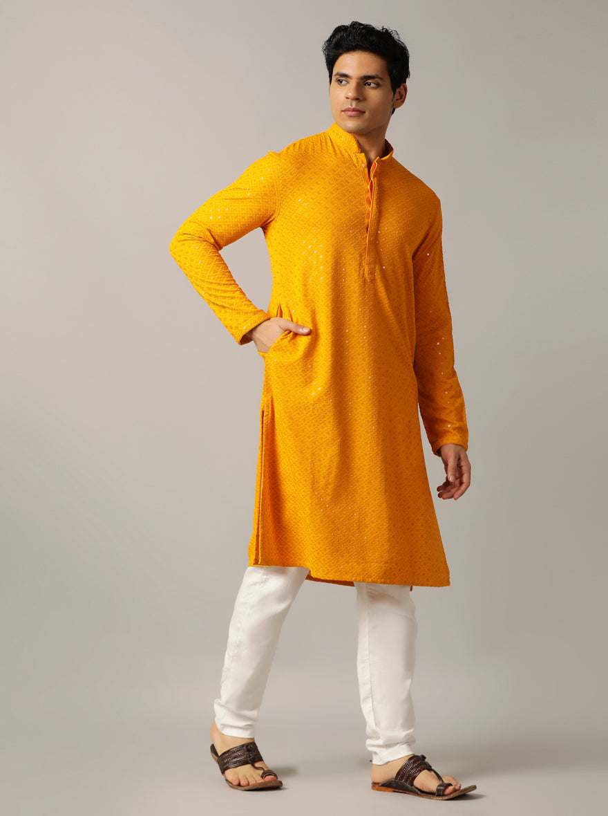 Yellow Embroidered Kurta | The Kurta Company