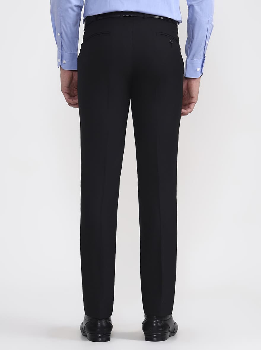 Black Solid Slim Fit Formal Trouser | JadeBlue Super Luxe