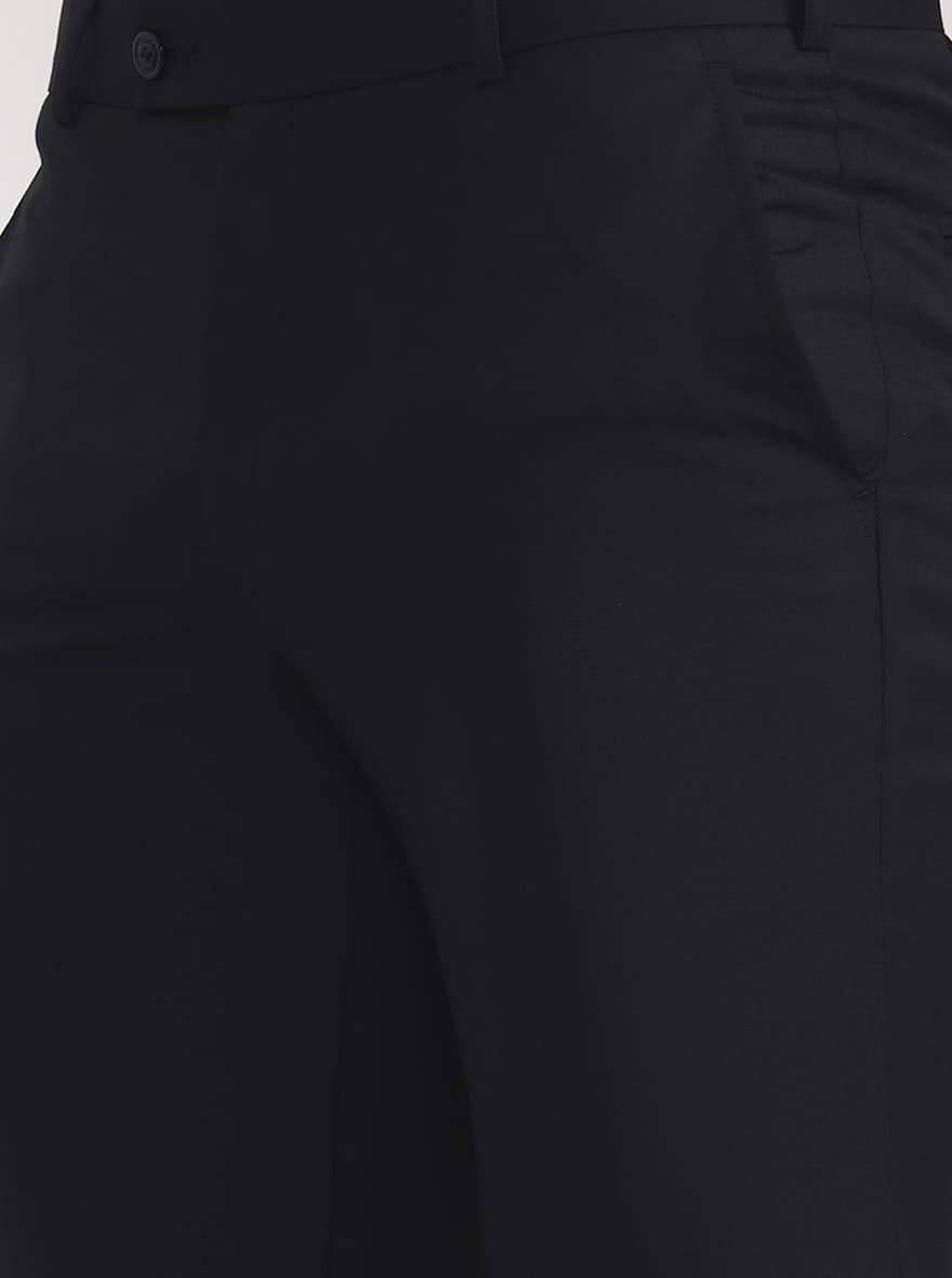 Black Solid Slim Fit Formal Trouser | JadeBlue Super Luxe