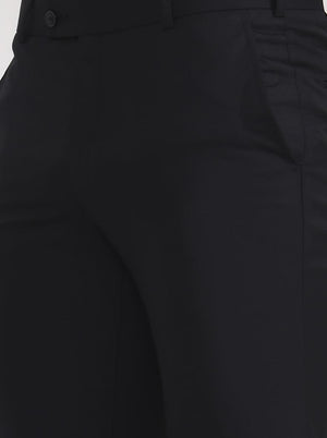 Black Solid Slim Fit Formal Trouser | JadeBlue Super Luxe