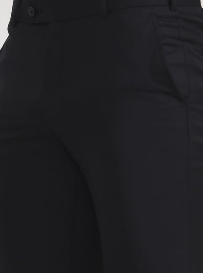 Black Solid Slim Fit Formal Trouser | JadeBlue Super Luxe