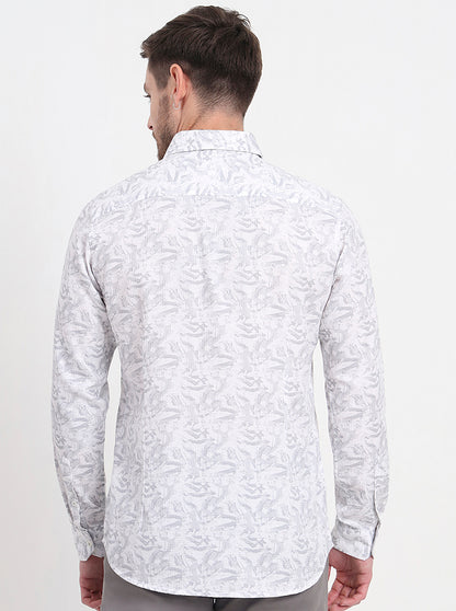 Grey Printed Slim Fit Casual Shirt | JadeBlue