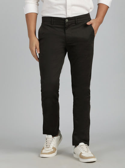 Dark Olive Solid Super Slim Fit Casual Trouser | Greenfibre