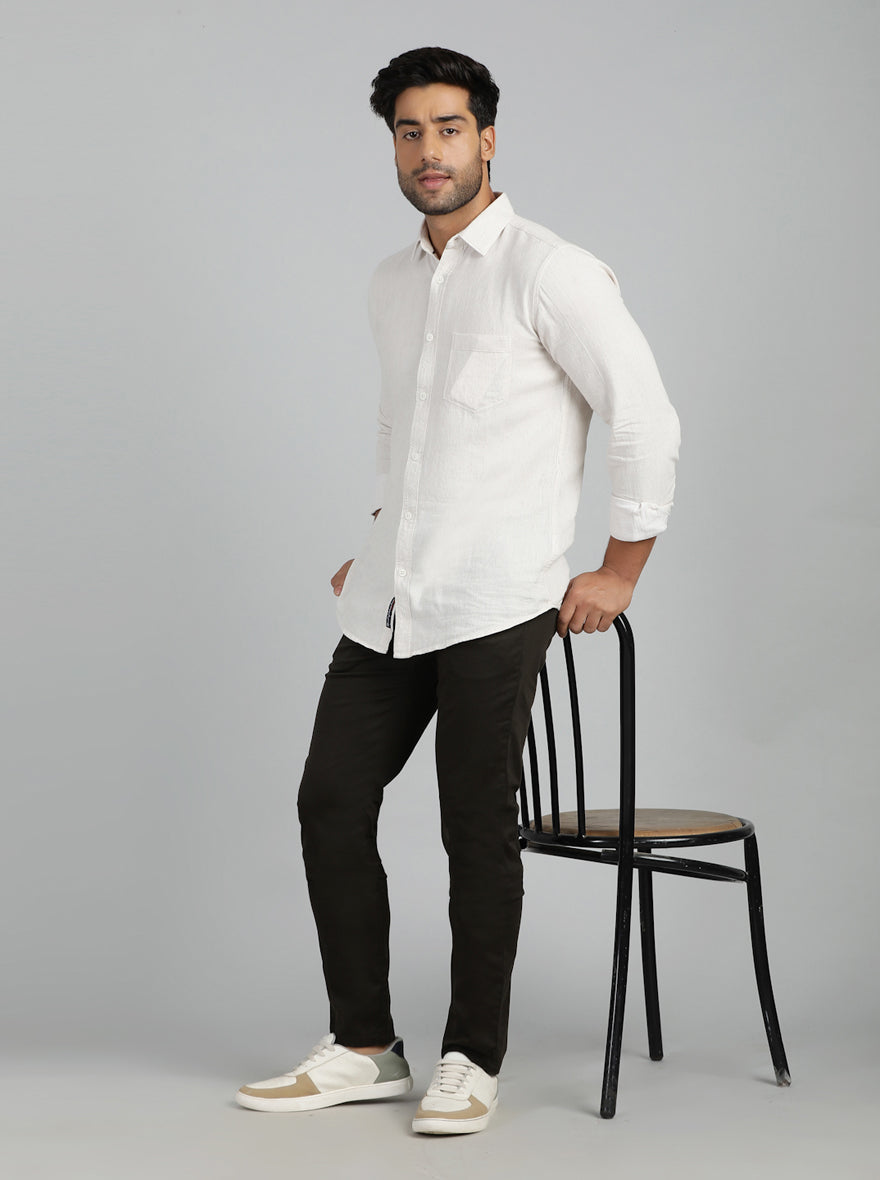 Dark Olive Solid Super Slim Fit Casual Trouser | Greenfibre