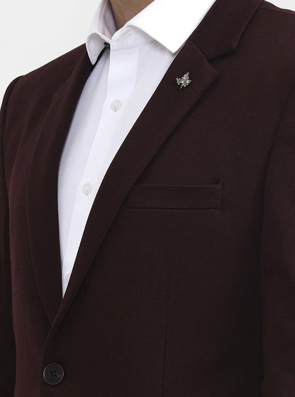 Maroon Solid  Blazer | Greenfibre