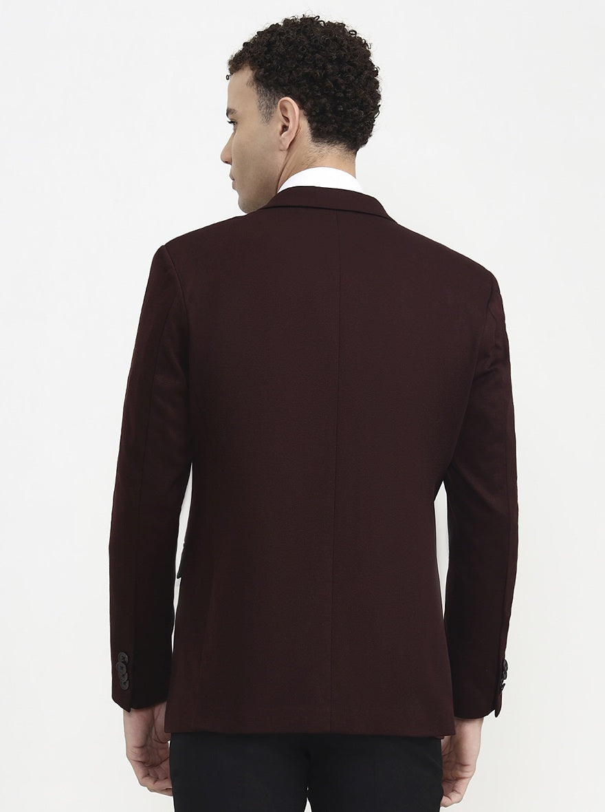Maroon Solid  Blazer | Greenfibre