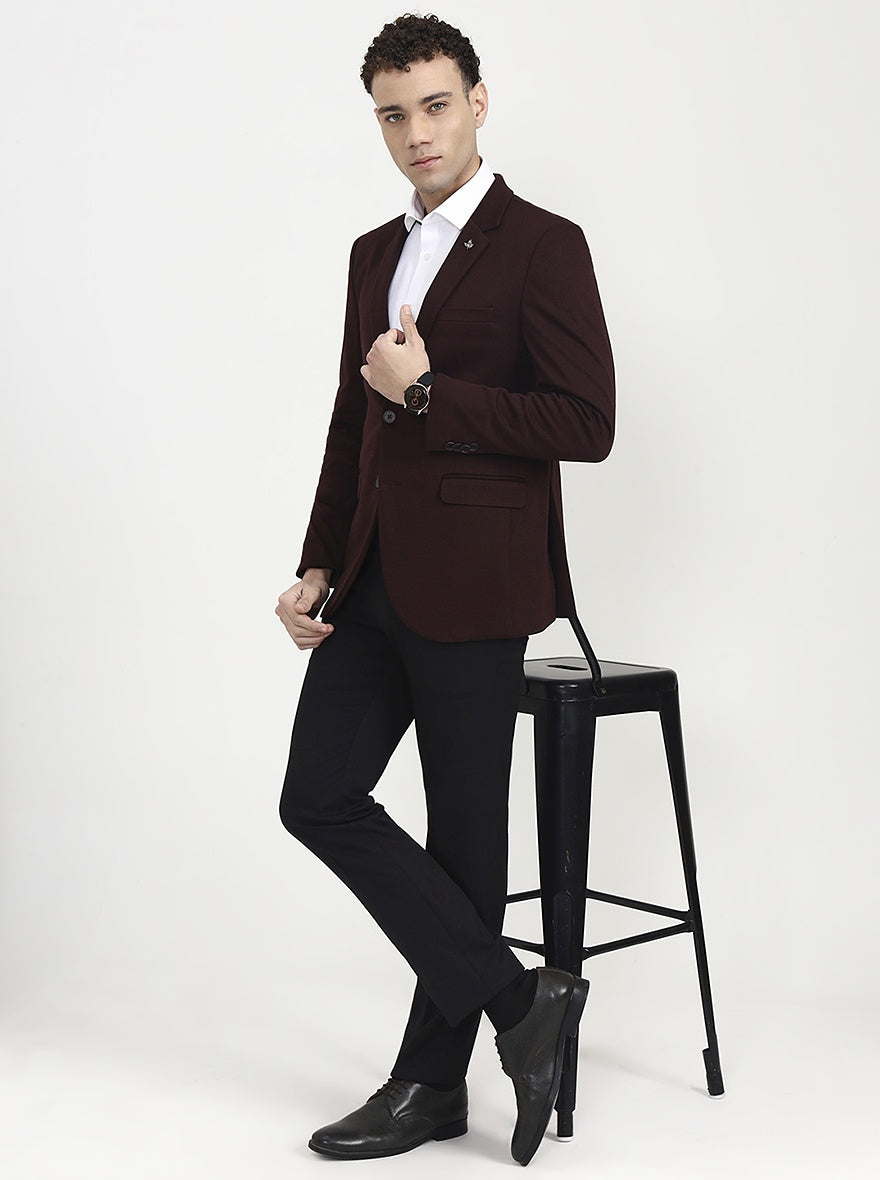 Maroon Solid  Blazer | Greenfibre