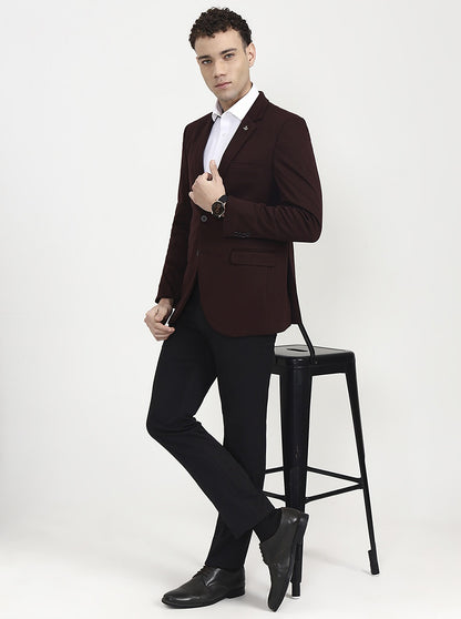 Maroon Solid  Blazer | Greenfibre