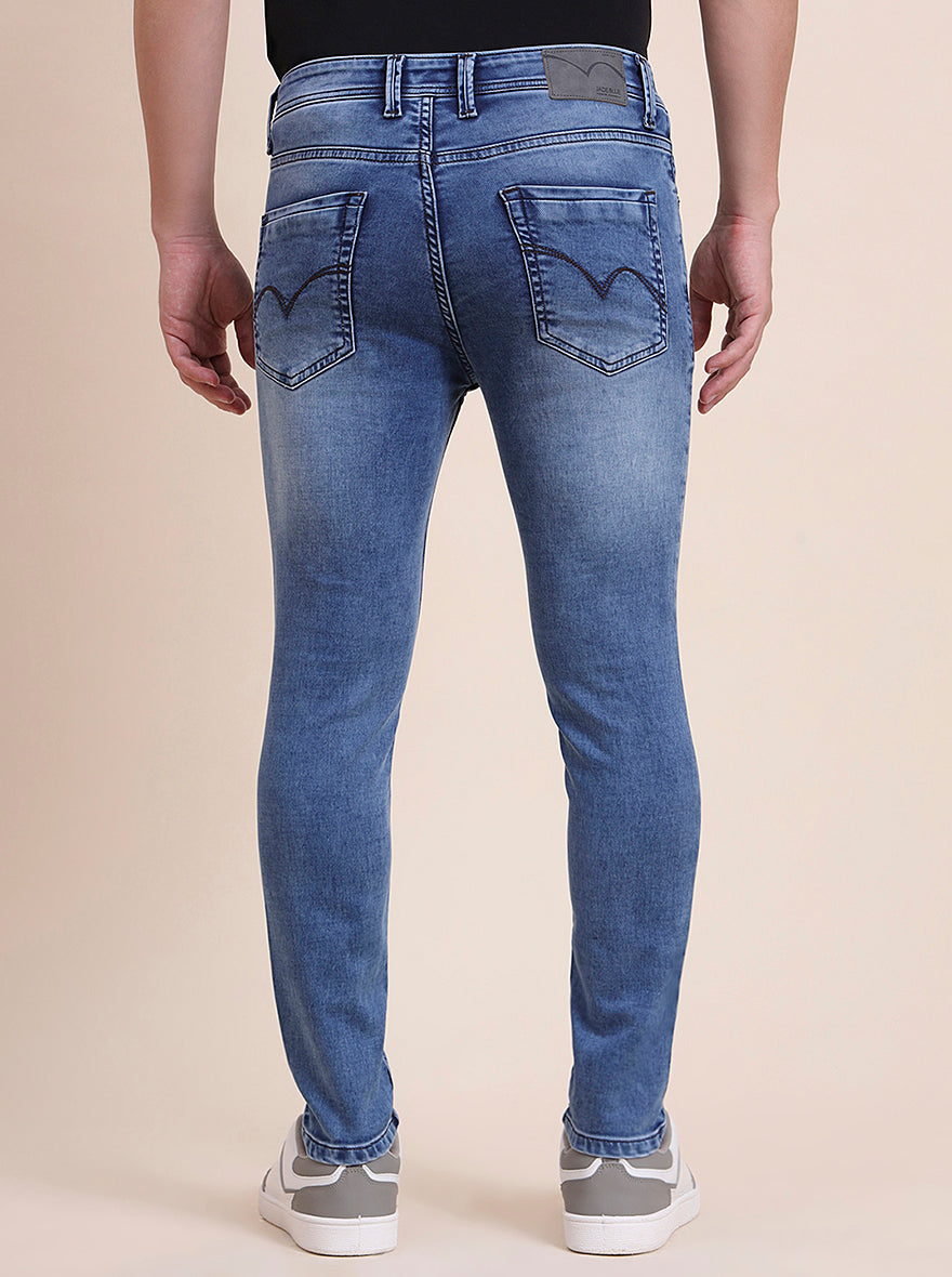 Nebula Blue Washed Rider Fit Jeans | JadeBlue