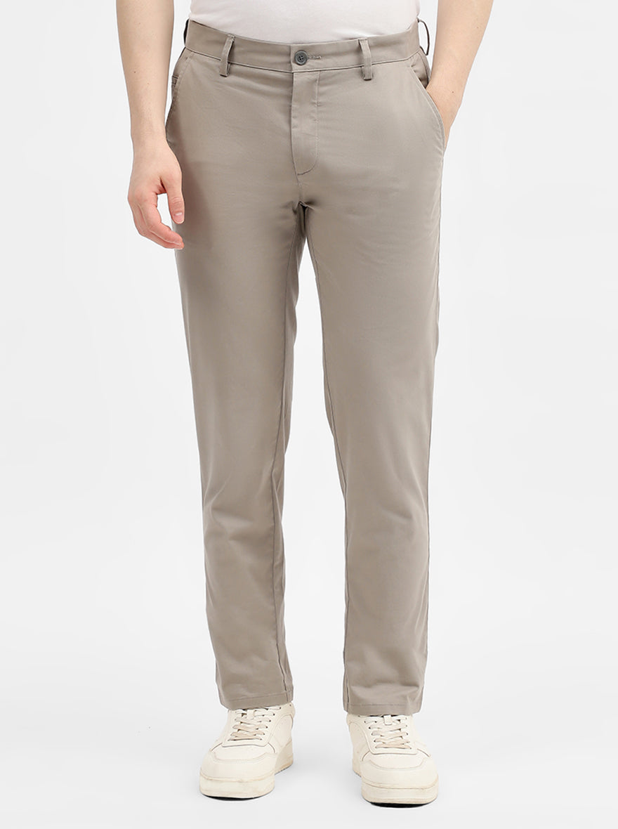 Grey Solid Uno Fit Casual Trouser | JadeBlue