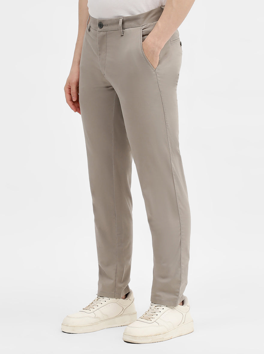 Grey Solid Uno Fit Casual Trouser | JadeBlue