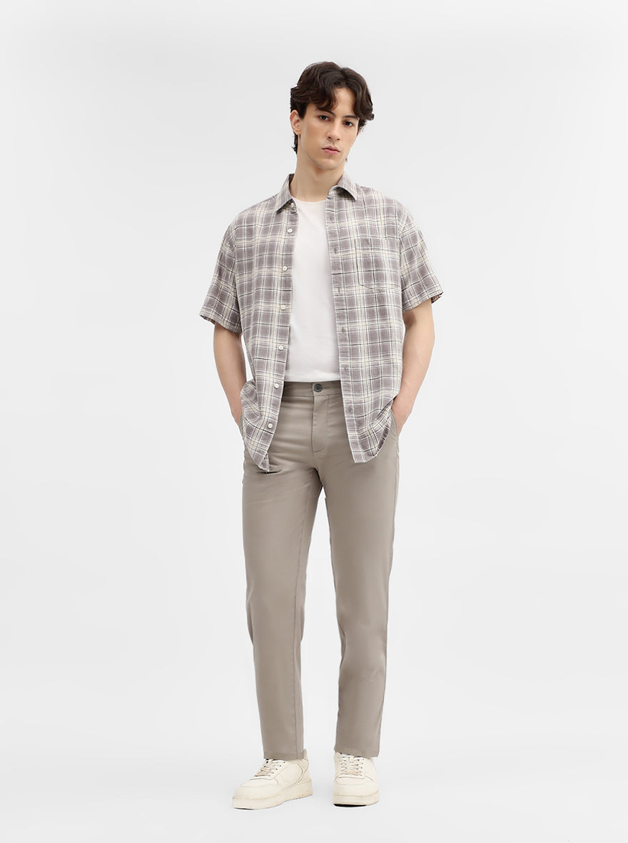 Grey Solid Uno Fit Casual Trouser | JadeBlue