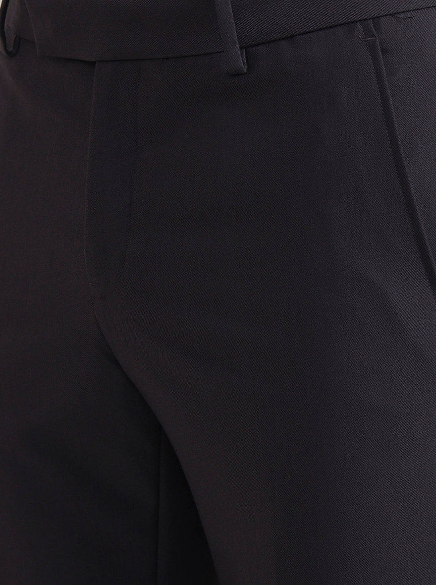 Dark Grey Solid Slim Fit Formal Trouser | Metal