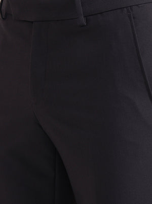 Dark Grey Solid Slim Fit Formal Trouser | Metal