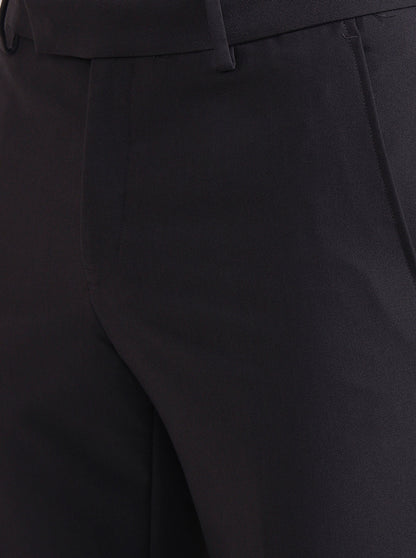 Dark Grey Solid Slim Fit Formal Trouser | Metal