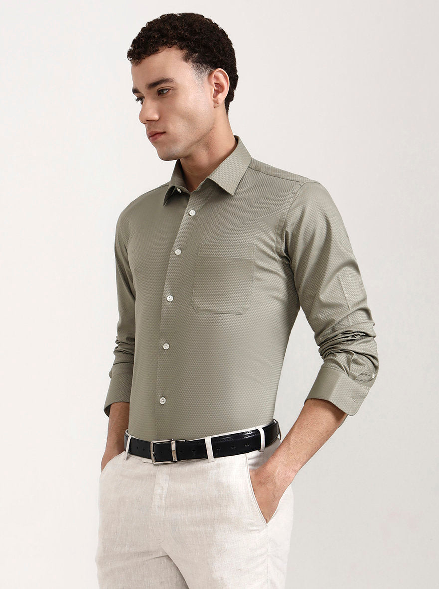 Pista Green Solid Slim Fit Formal Shirt | JadeBlue Youth