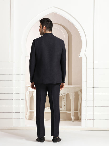 Deep Blue Embroidered Jodhpuri Suit | TULA