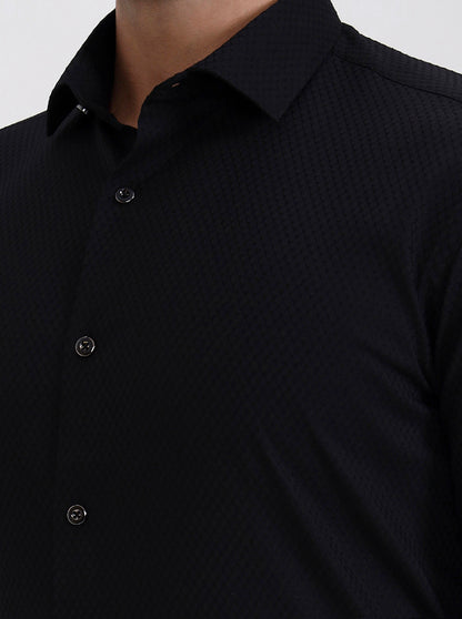 Black Solid Slim Fit Party Wear Shirt | Greenfibre