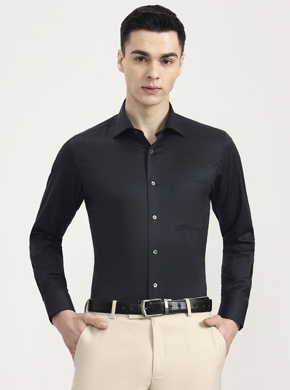 Black & Green Solid Slim Fit Formal Shirt | JadeBlue Super Luxe