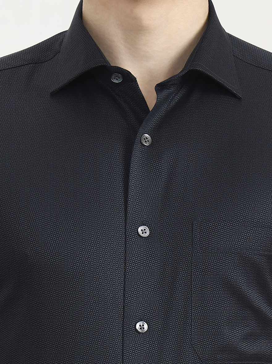 Black & Green Solid Slim Fit Formal Shirt | JadeBlue Super Luxe
