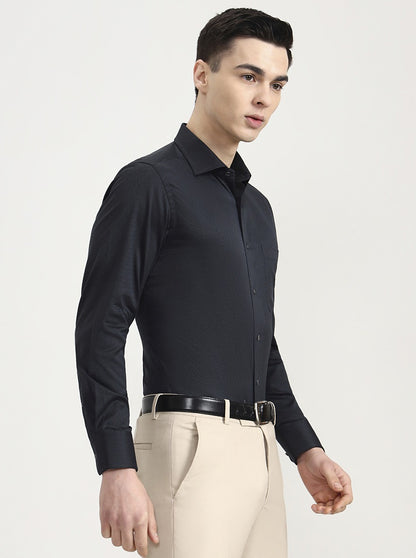 Black & Green Solid Slim Fit Formal Shirt | JadeBlue Super Luxe