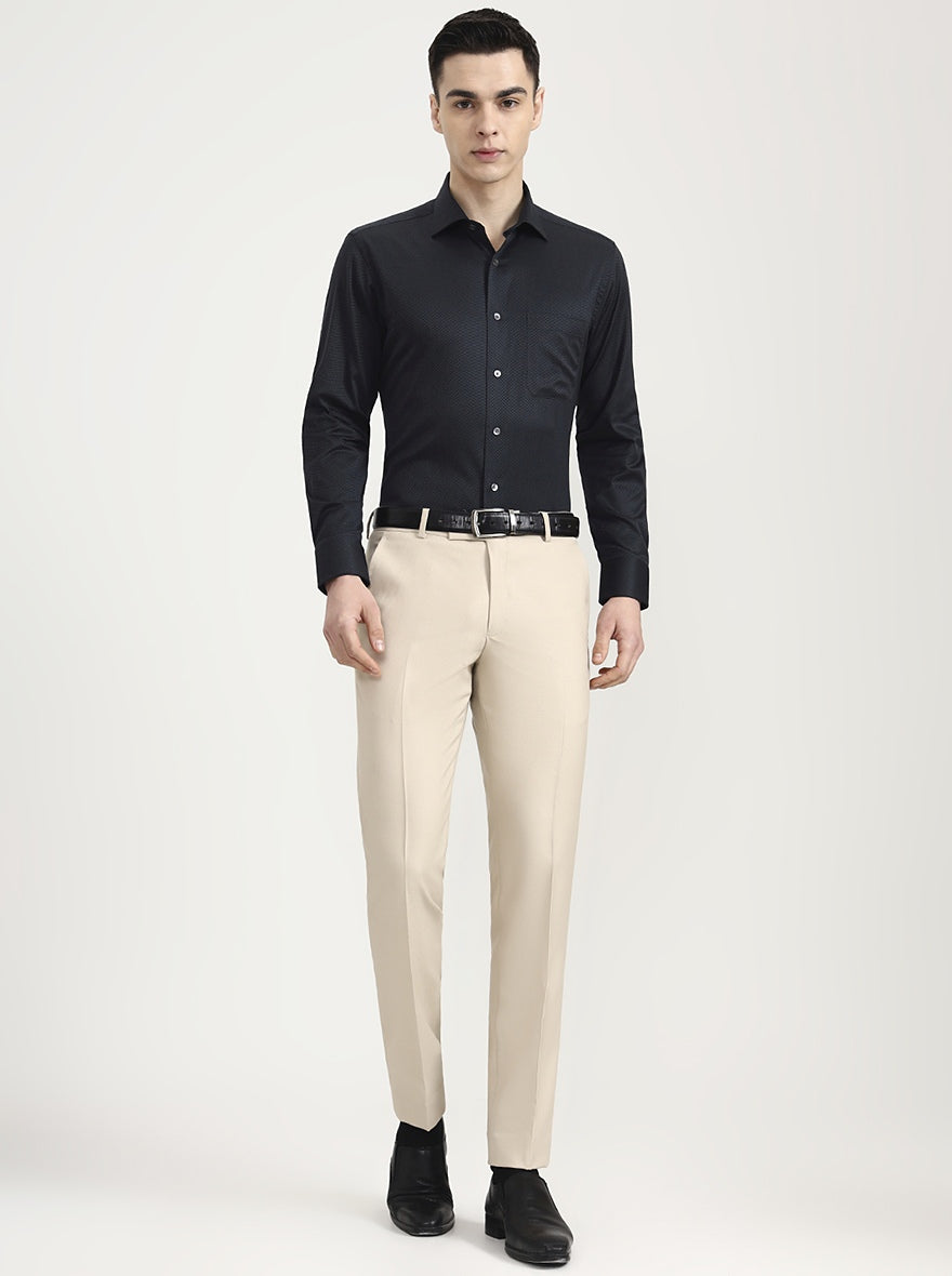Black & Green Solid Slim Fit Formal Shirt | JadeBlue Super Luxe