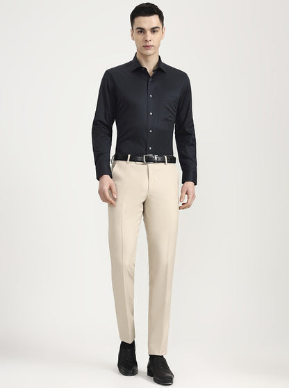 Black & Green Solid Slim Fit Formal Shirt | JadeBlue Super Luxe