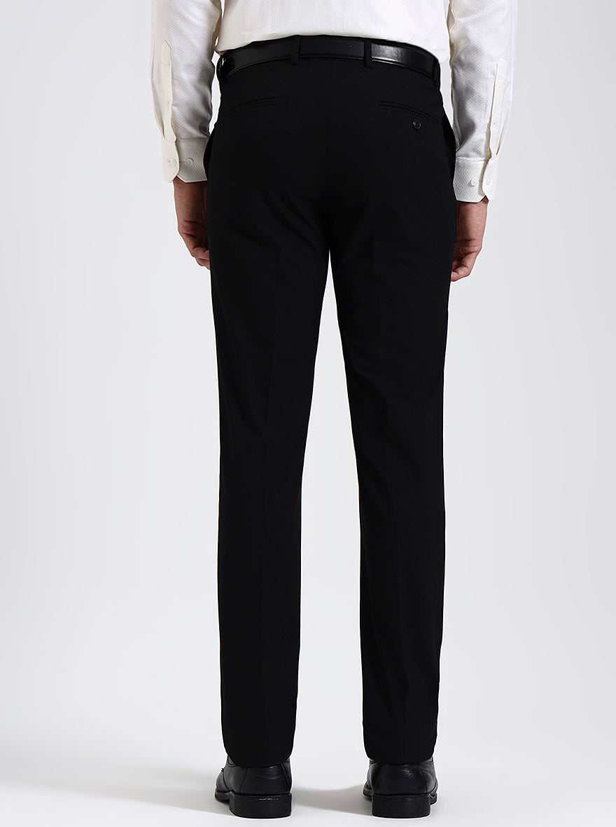 Black Solid Slim Fit Formal Trouser | Metal