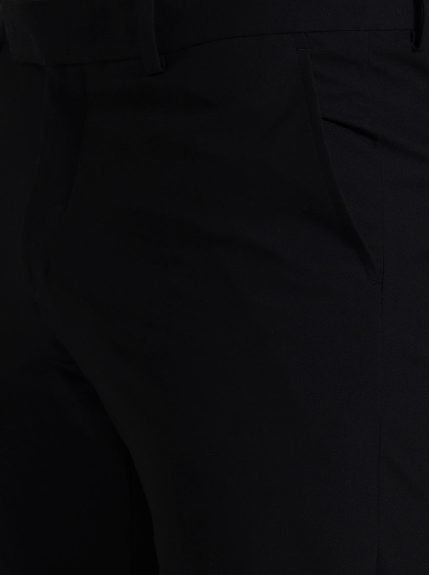 Black Solid Slim Fit Formal Trouser | Metal
