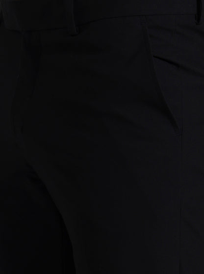 Black Solid Slim Fit Formal Trouser | Metal