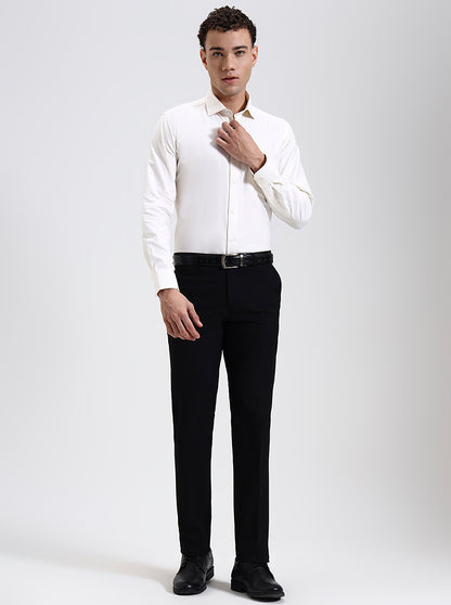 Black Solid Slim Fit Formal Trouser | Metal