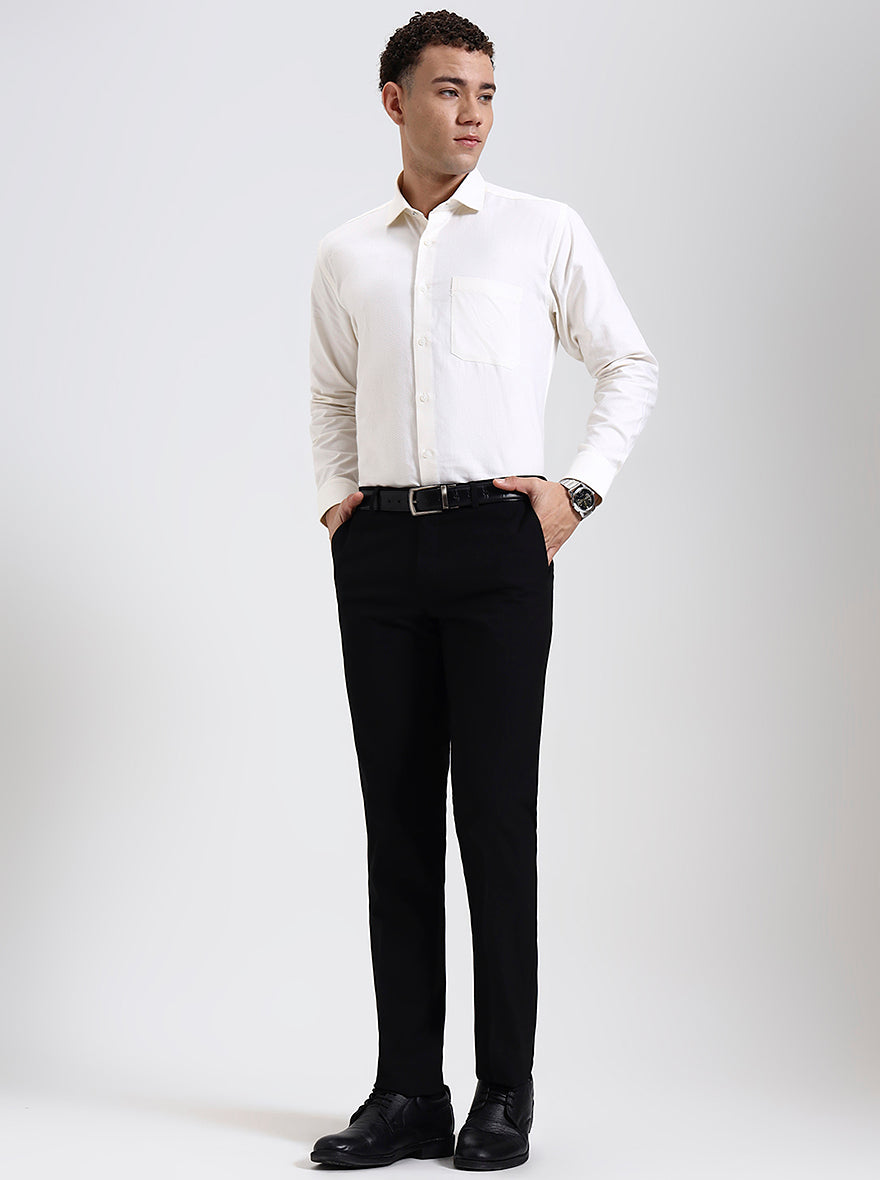 Black Solid Slim Fit Formal Trouser | Metal