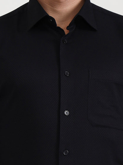 Black Solid Slim Fit Formal Shirt | JadeBlue Youth