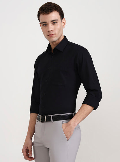 Black Solid Slim Fit Formal Shirt | JadeBlue Youth