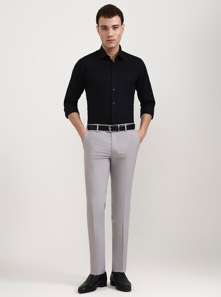 Black Solid Slim Fit Formal Shirt | JadeBlue Youth