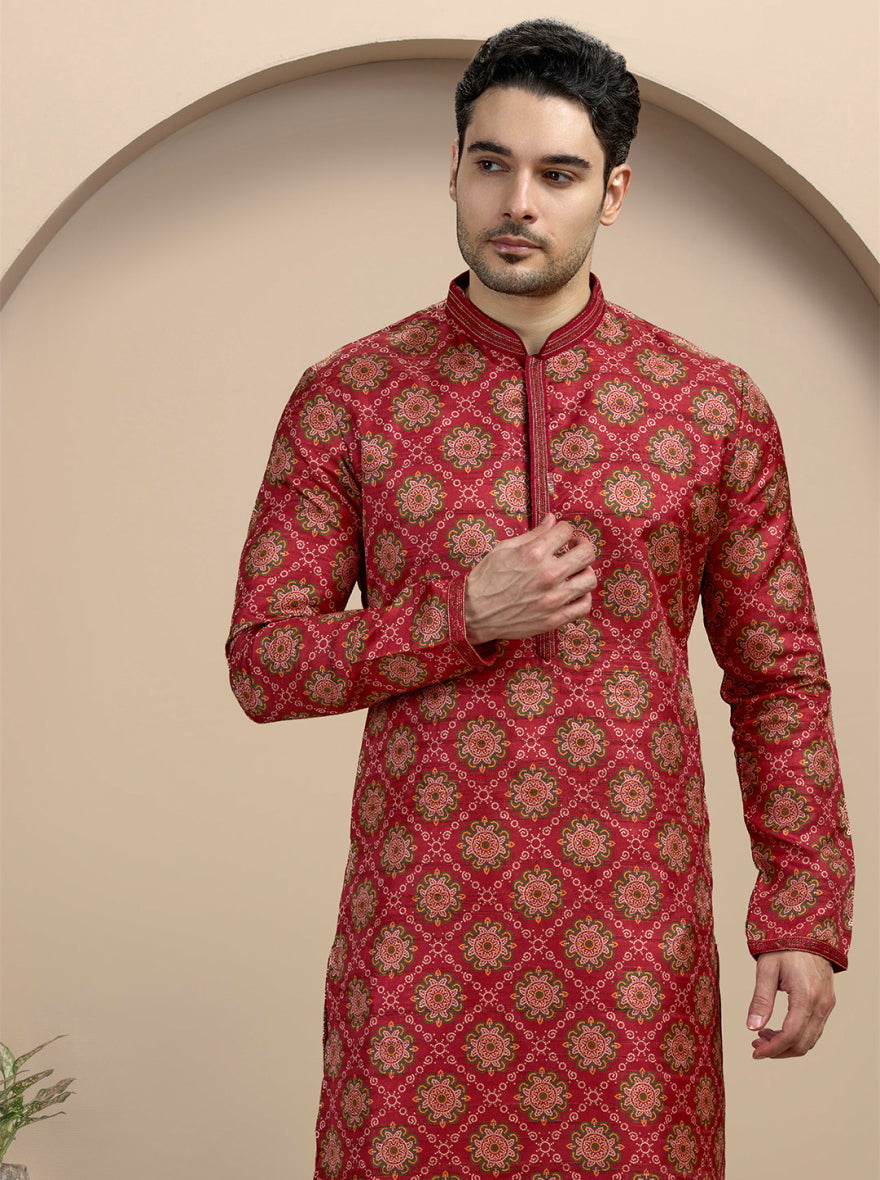 Red Printed Kurta Pajama | Virasana