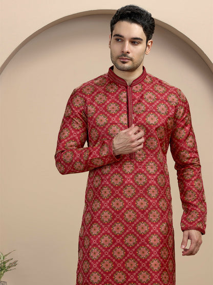 Red Printed Kurta Pajama | Virasana