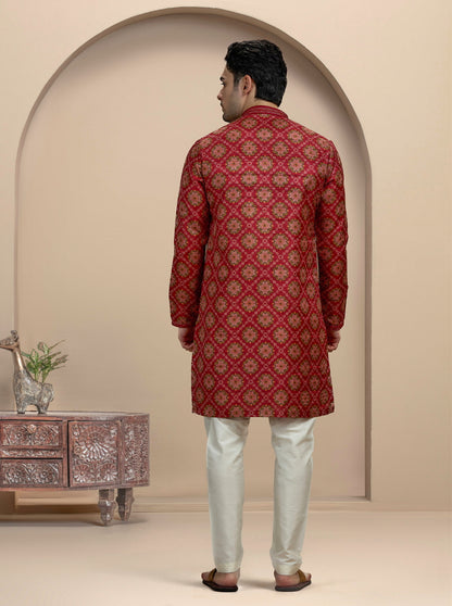 Red Printed Kurta Pajama | Virasana