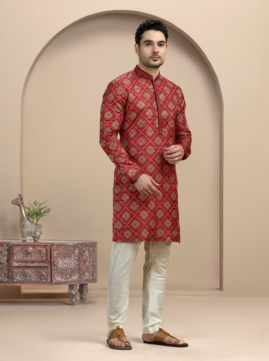 Red Printed Kurta Pajama | Virasana