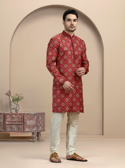 Red Printed Kurta Pajama | Virasana