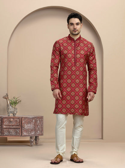Red Printed Kurta Pajama | Virasana