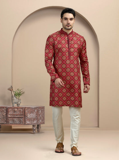 Red Printed Kurta Pajama | Virasana
