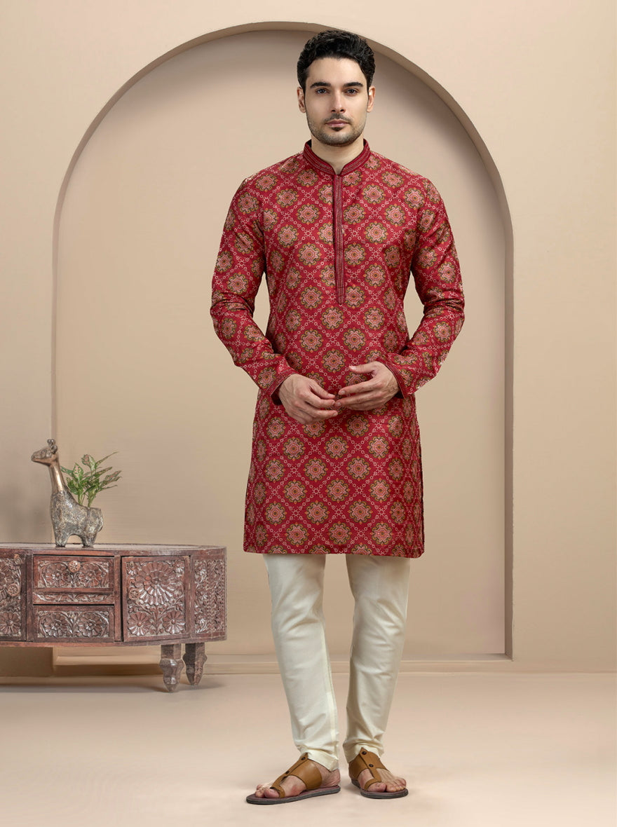 Red Printed Kurta Pajama | Virasana