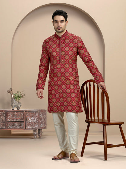 Red Printed Kurta Pajama | Virasana