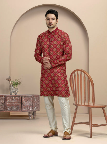 Red Printed Kurta Pajama | Virasana