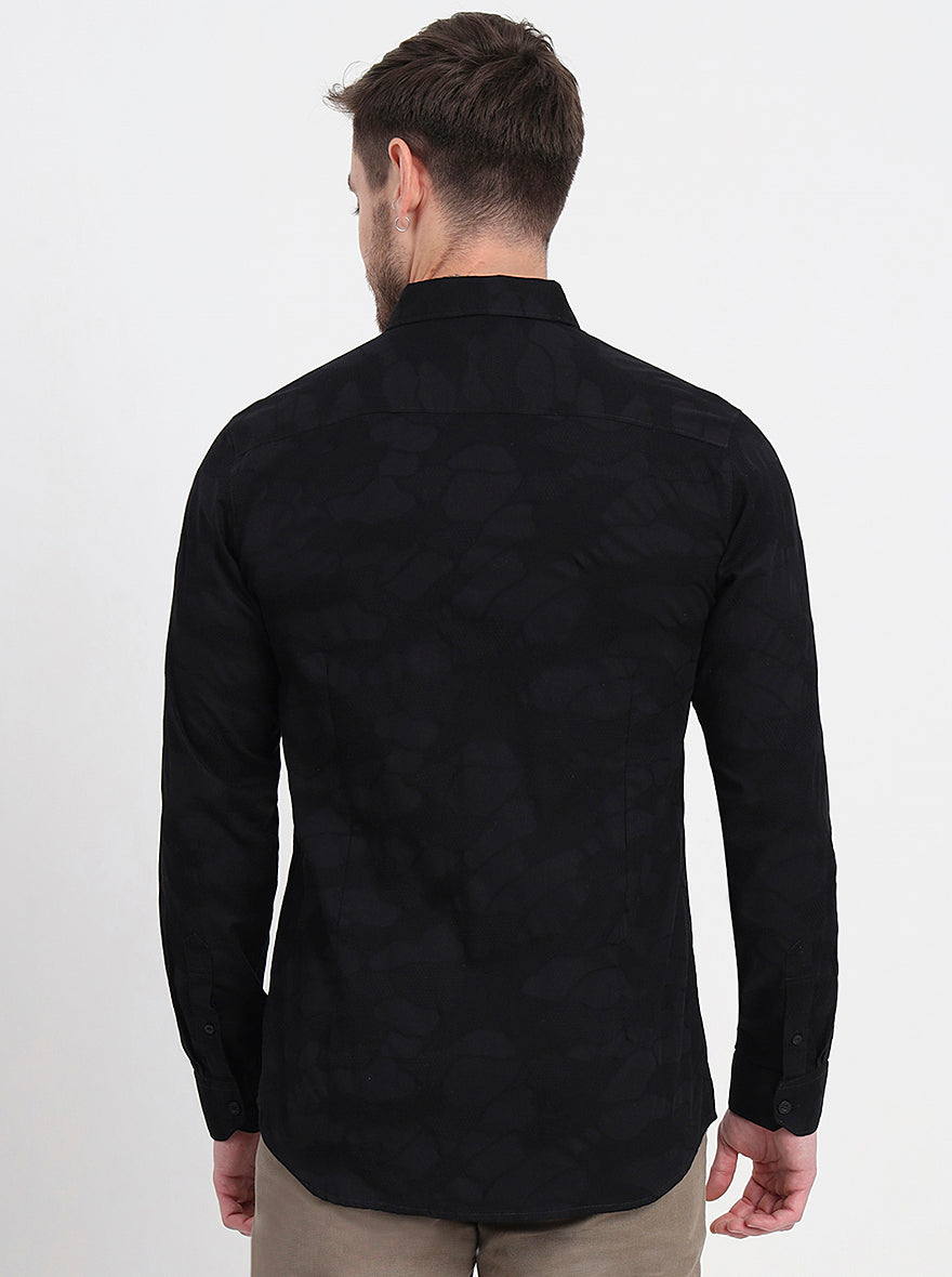 Black Solid Slim Fit Casual Shirt | JadeBlue