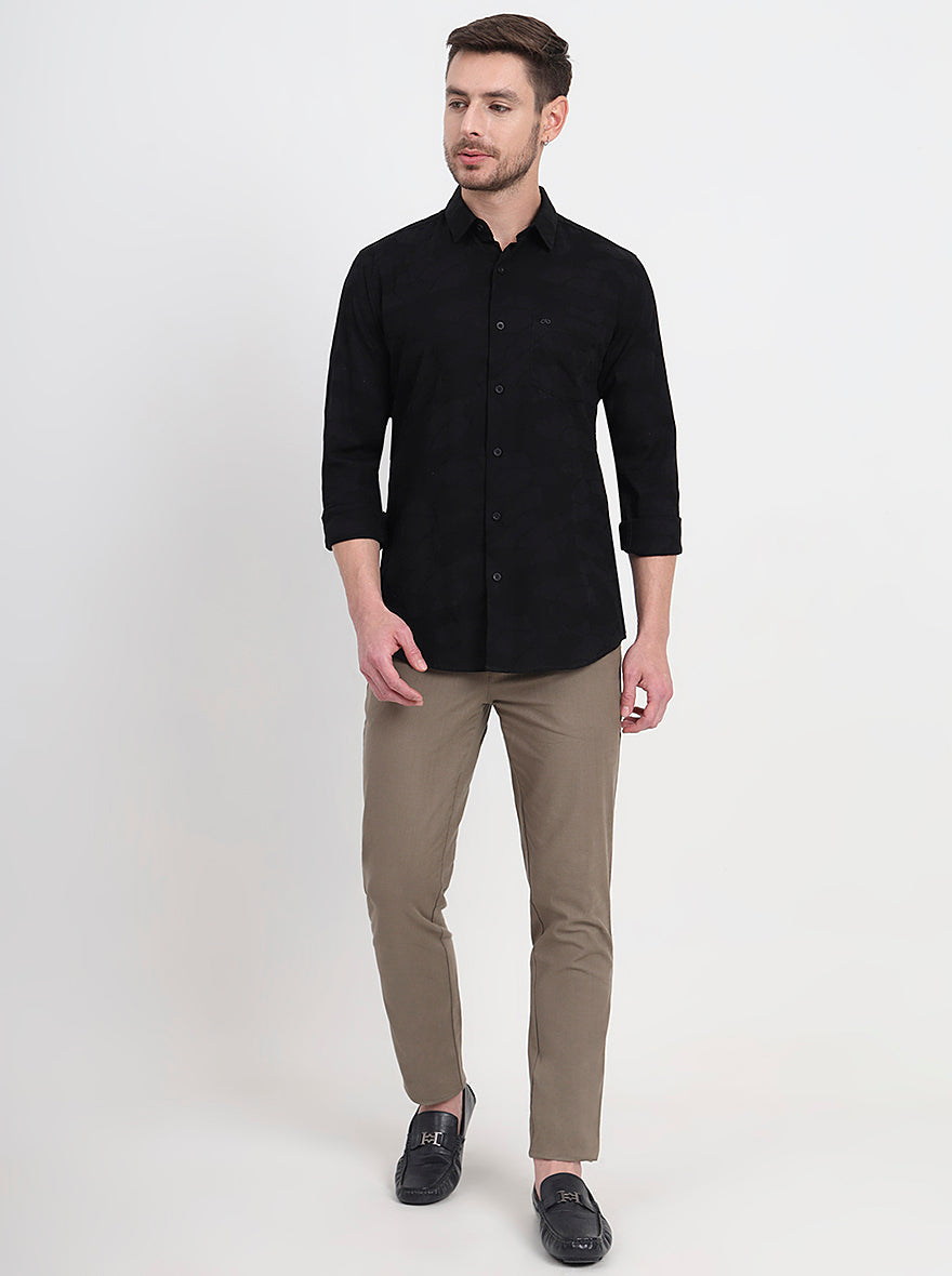 Black Solid Slim Fit Casual Shirt | JadeBlue