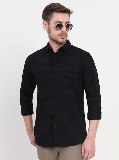 Black Solid Slim Fit Casual Shirt | JadeBlue