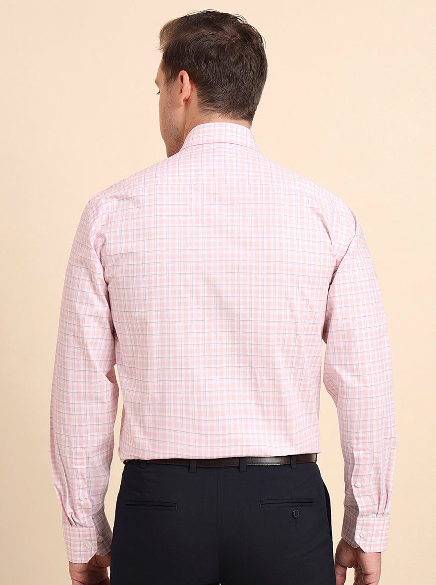 Pink Checked Regular Fit Formal Shirt | JadeBlue