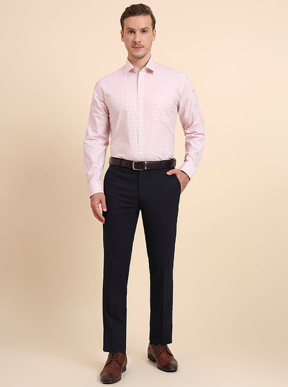 Pink Checked Regular Fit Formal Shirt | JadeBlue